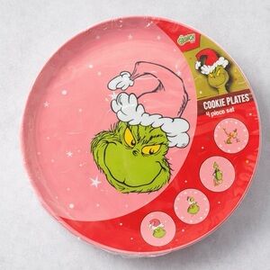 The Grinch Christmas Cookie Plates – 4-Piece 8” Melamine Set | Holiday
